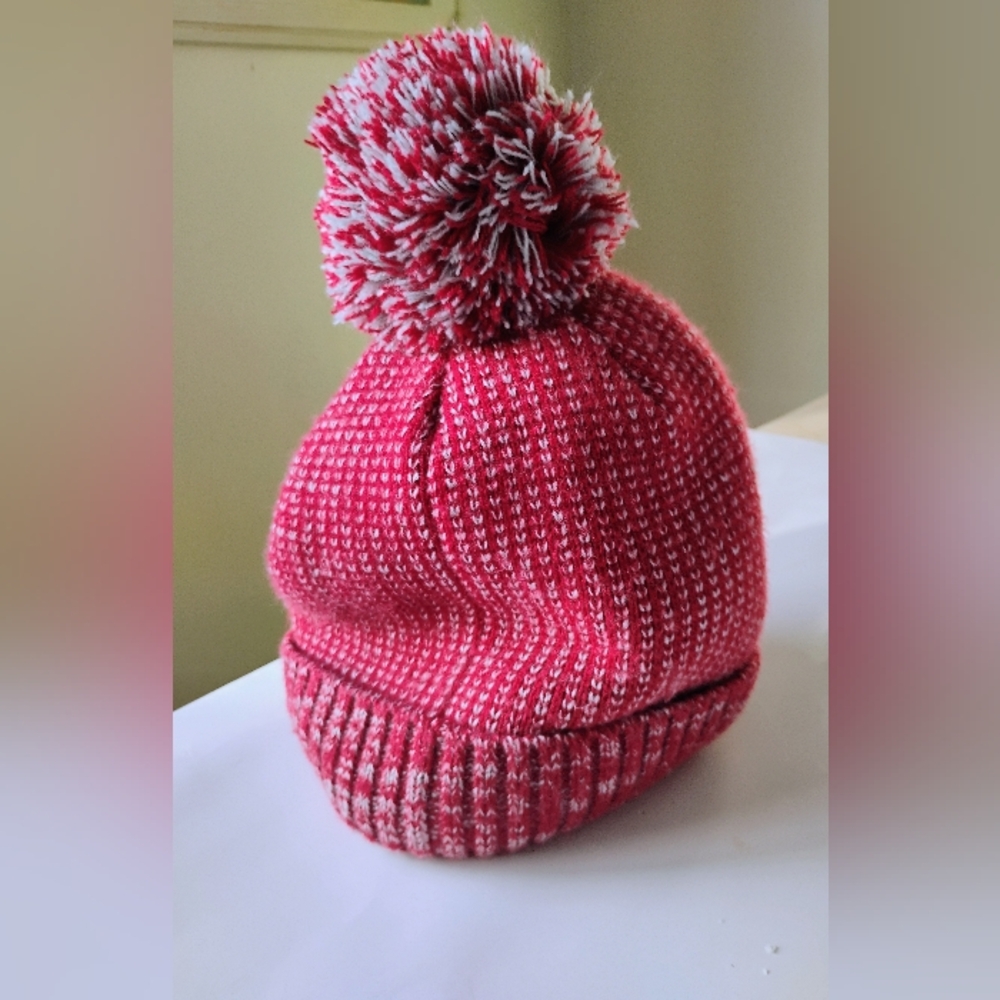 Red Ll Bean Winter Hat With Pom Pom.